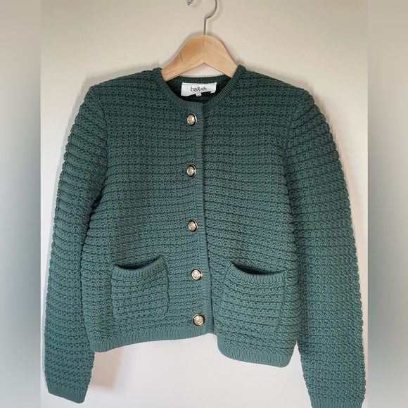NEW Ba&sh Bash Gaspard Tweed Cardigan Jacket Vertbouteille Dark Green | sz 2 / M - Picture 6 of 12